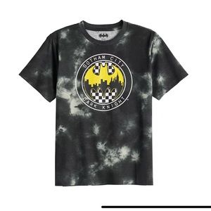 Batman Gotham City The Dark Knight Black Tie Dye Shirt- Boy's Size XL  NEW